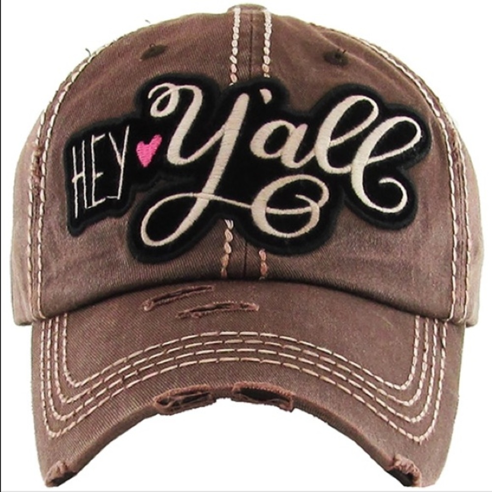 Hey Y’all Southern Distressed Baseball Cap